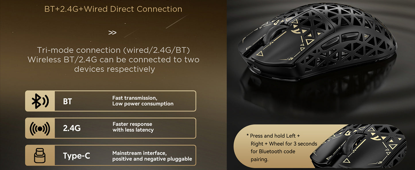 ATTACK SHARK R5 Ultra 39g Carbon Fiber 8000Hz Wireless Gaming Mouse, 42000DPI, PAW3950MAX Sensor, Nordic 52840 Chip, Tri-Mode