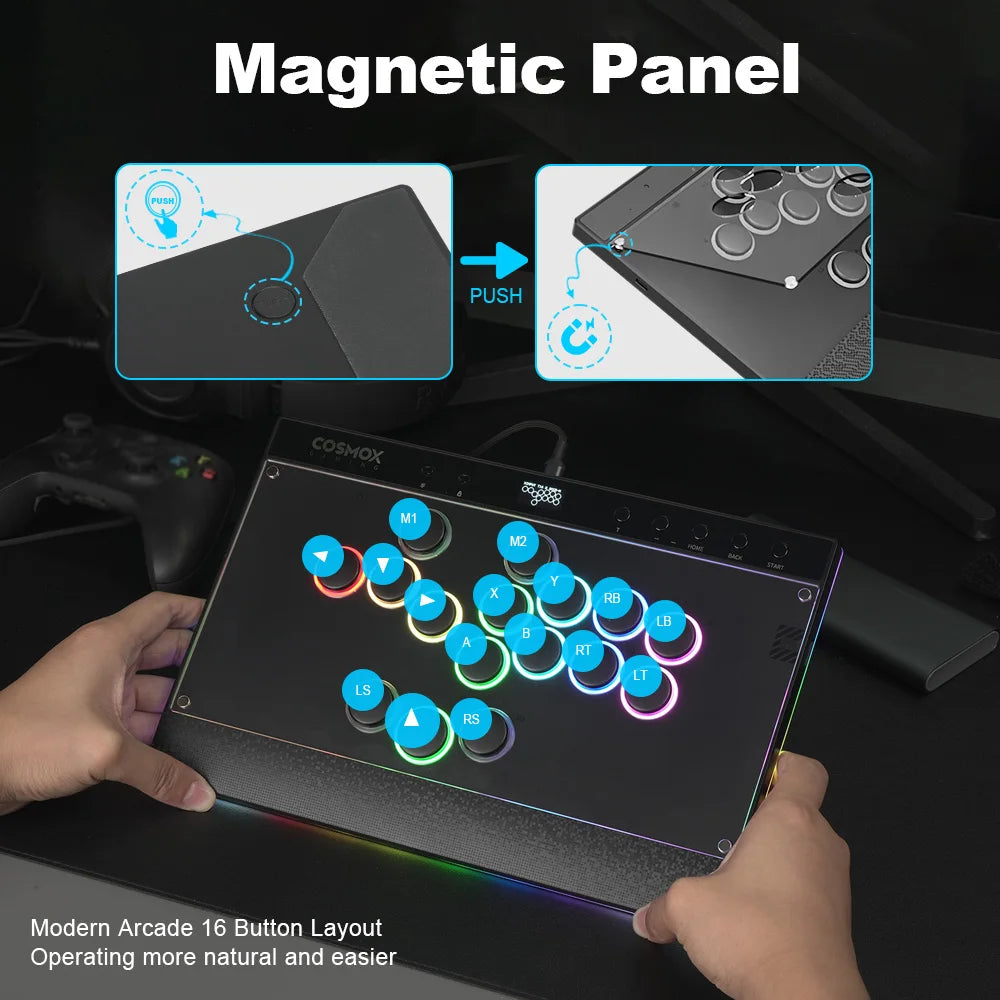 Haute42 C16 Magnetic Hitbox Leverless Arcade Stick Controller For Ps4 /PS5/Switch Button Rim Stickless Hitbox Fightstick