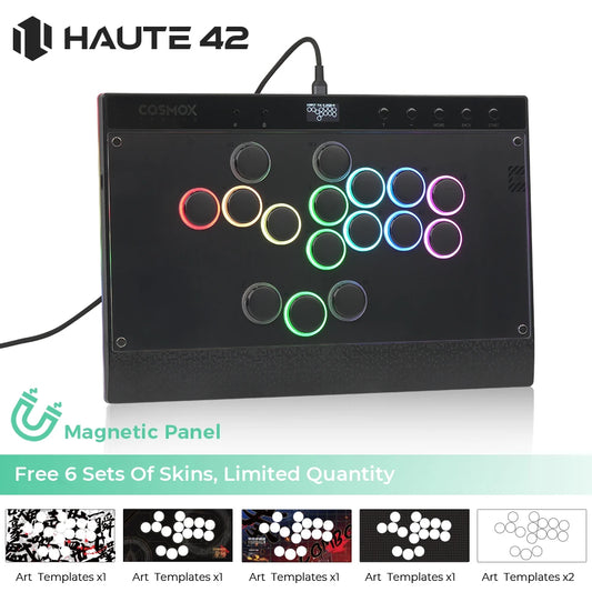Haute42 C16 Magnetic Hitbox Leverless Arcade Stick Controller For Ps4 /PS5/Switch Button Rim Stickless Hitbox Fightstick