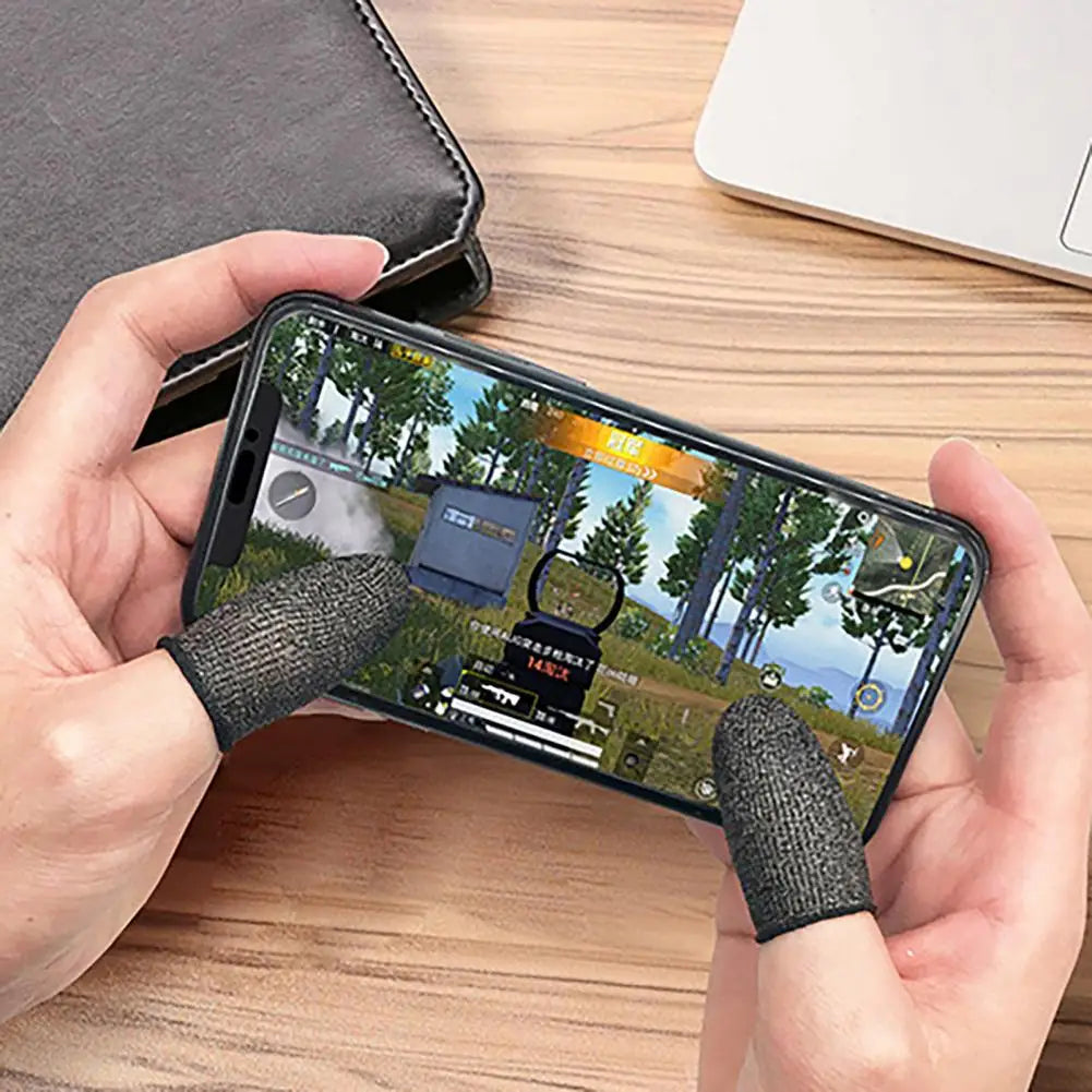 1 Pair Game Finger Cots Anti-sweat Touch Screen Gaming Finger Sleeves Nylon Fiber Thin Finger Sleeves for Entertainment