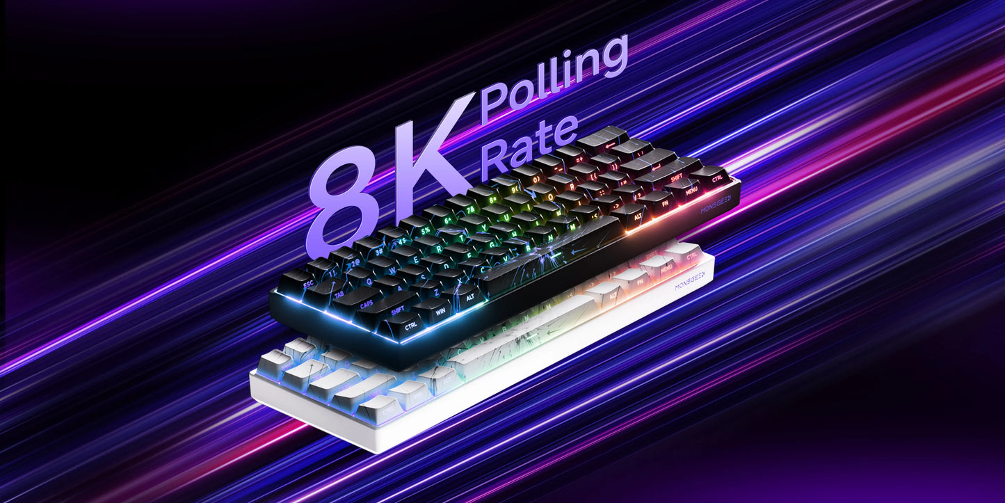 MONSGEEK FUN60 Mechanical Keyboard Magnetic Switch 60% Gaming Keyboard Rapid Trigger 0.01 mm 8K HE/TMR eSports Custom Keyboard