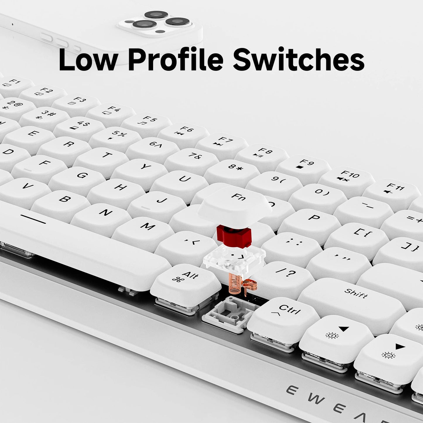 EWEADN MK84 Low Profile Gaming Mechanical Keyboard silent Wireless Bluetooth 3mode Portable Slim Keyboard aluminum alloy panel