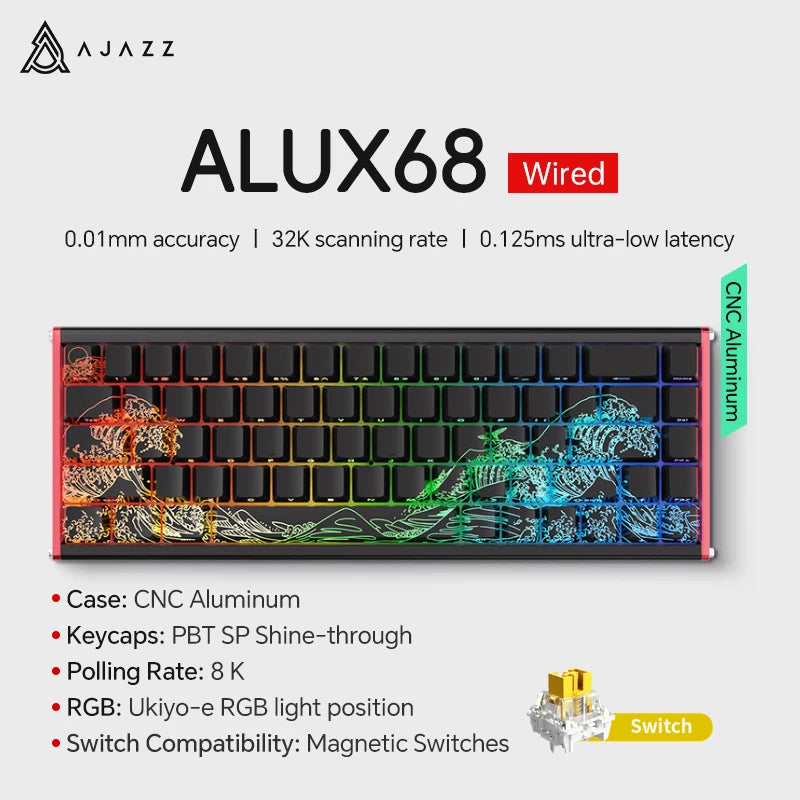 AJAZZ AK680 MAX Mechanical Keyboard HE Hall Effect Switch 60% 8k/1K RGB Wired/Wireless Gaming Rapid Trigger Magnetic Keyboard