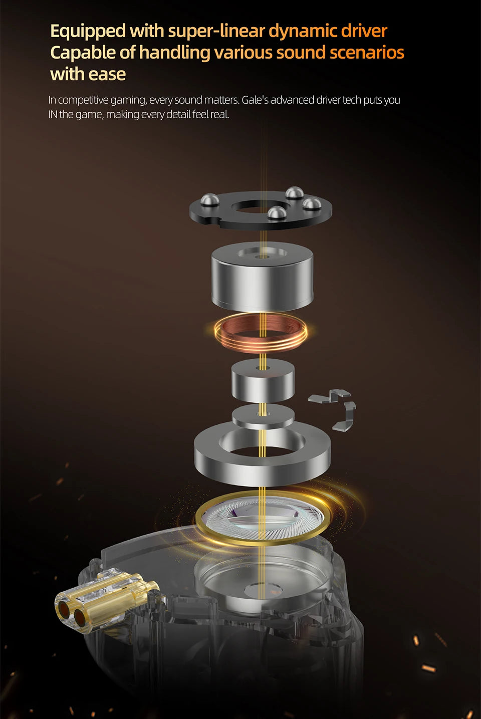 KZ Gale In-Ear Gaming Earphones E-sports Bass Metal Earbuds for Video Game Stage Live Sound Headphones