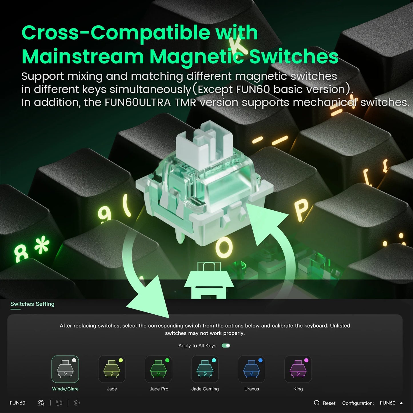 MONSGEEK FUN60 Mechanical Keyboard Magnetic Switch 60% Gaming Keyboard Rapid Trigger 0.01 mm 8K HE/TMR eSports Custom Keyboard
