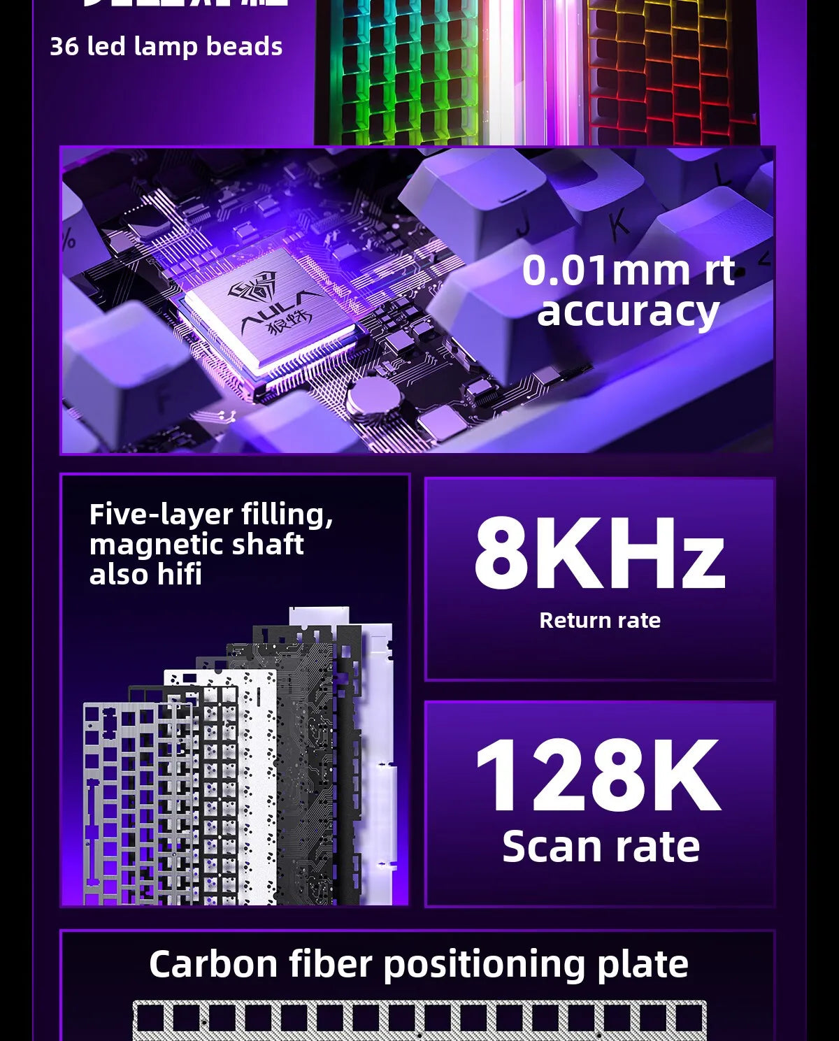 New AULA HERO 84HE 8K INSTOCK Magnetic Switch Gaming Keyboard E-sport Custom RGB Mechanical Keyboard Ergonomics Game Accessories