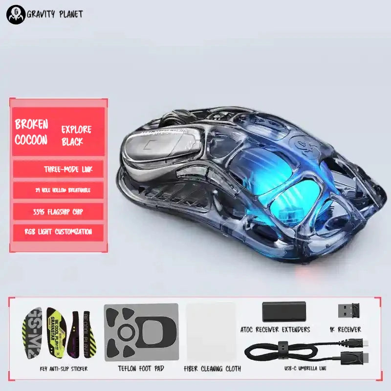 In Stock Gravastar Genuine M1 Gamer Mouse Magnesium Alloy Wireless Bluetooth Mouse 8k Receiver Rgb Low Latency Gaming Mice