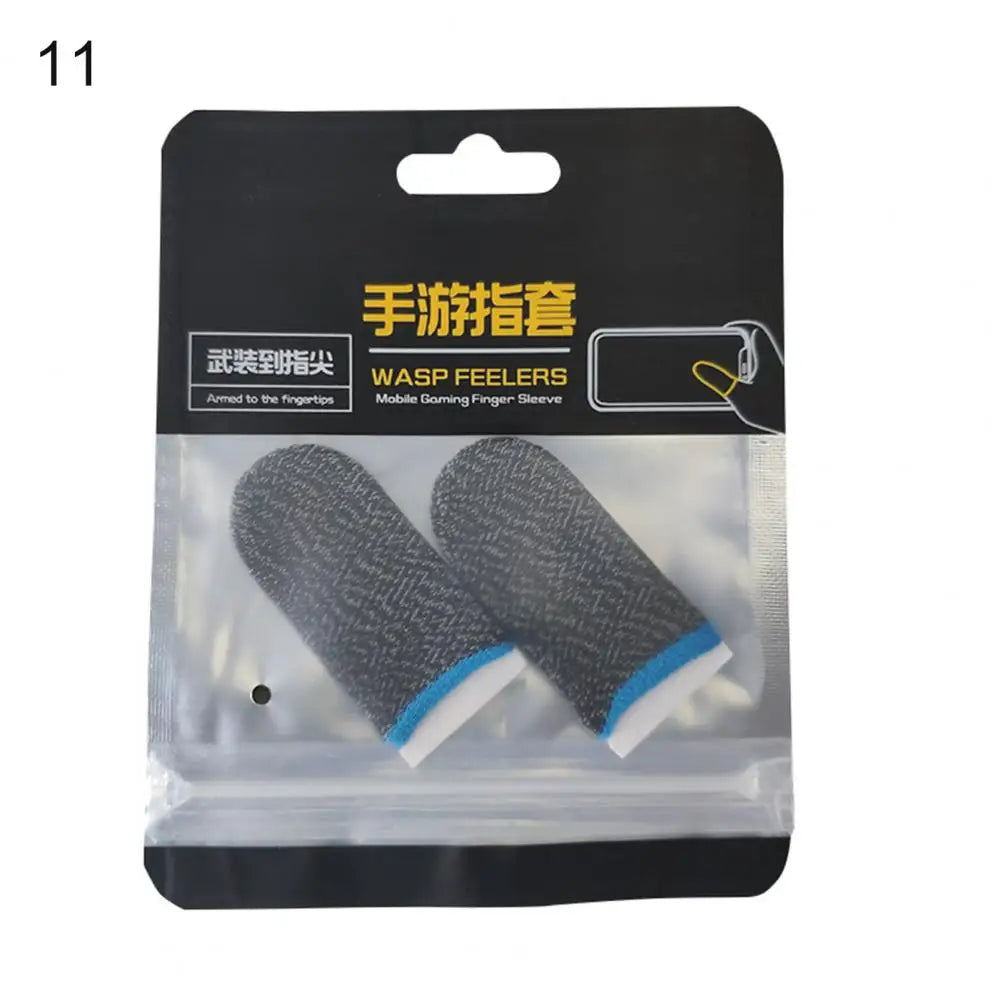 1 Pair Game Finger Cots Anti-sweat Touch Screen Gaming Finger Sleeves Nylon Fiber Thin Finger Sleeves for Entertainment