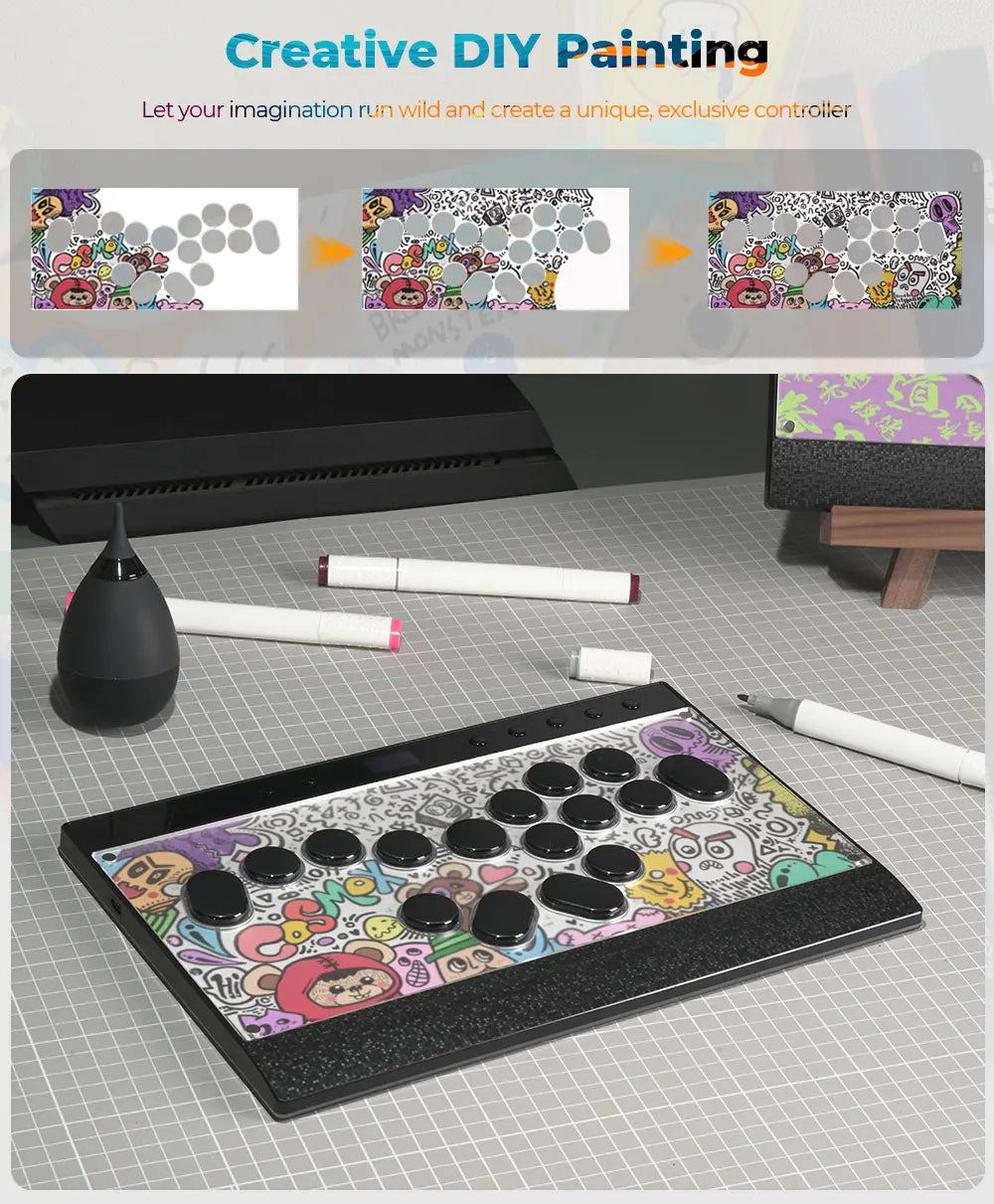 Haute42 Magnetic Stickless Arcade Controller Keyboard C16-S Hitbox Leverless Controller For PC/PS4/PS5/Switch Fight Stick Hitbox