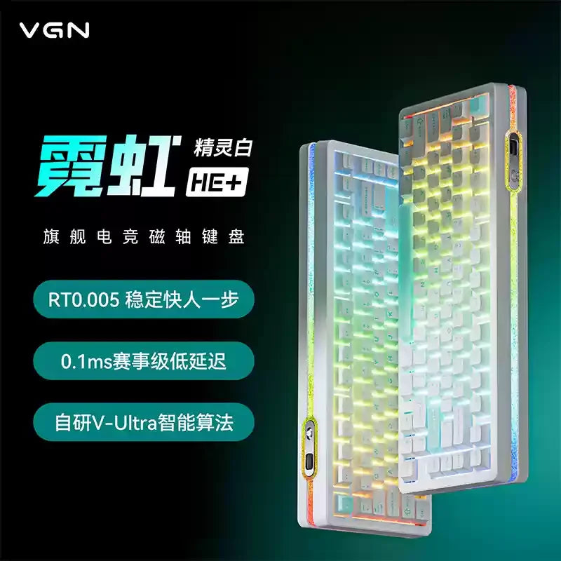 New VGN Ultra Pro He Neon Series Three-Mode Wireless Bluetooth Magnetic Axis Gaming Gasket Hot-Swappable Rgb Mechanical Keyboar