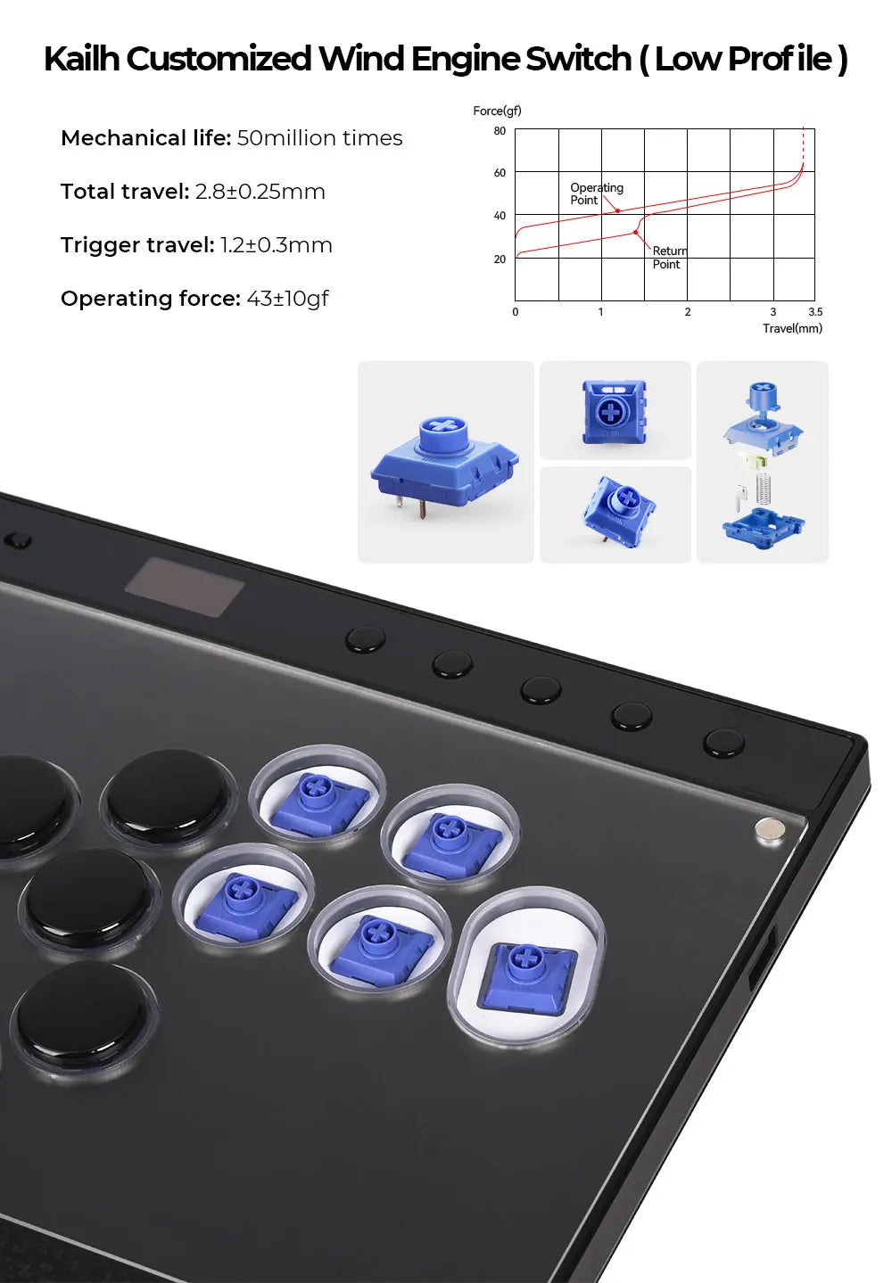 Haute42 Magnetic Stickless Arcade Controller Keyboard C16-S Hitbox Leverless Controller For PC/PS4/PS5/Switch Fight Stick Hitbox