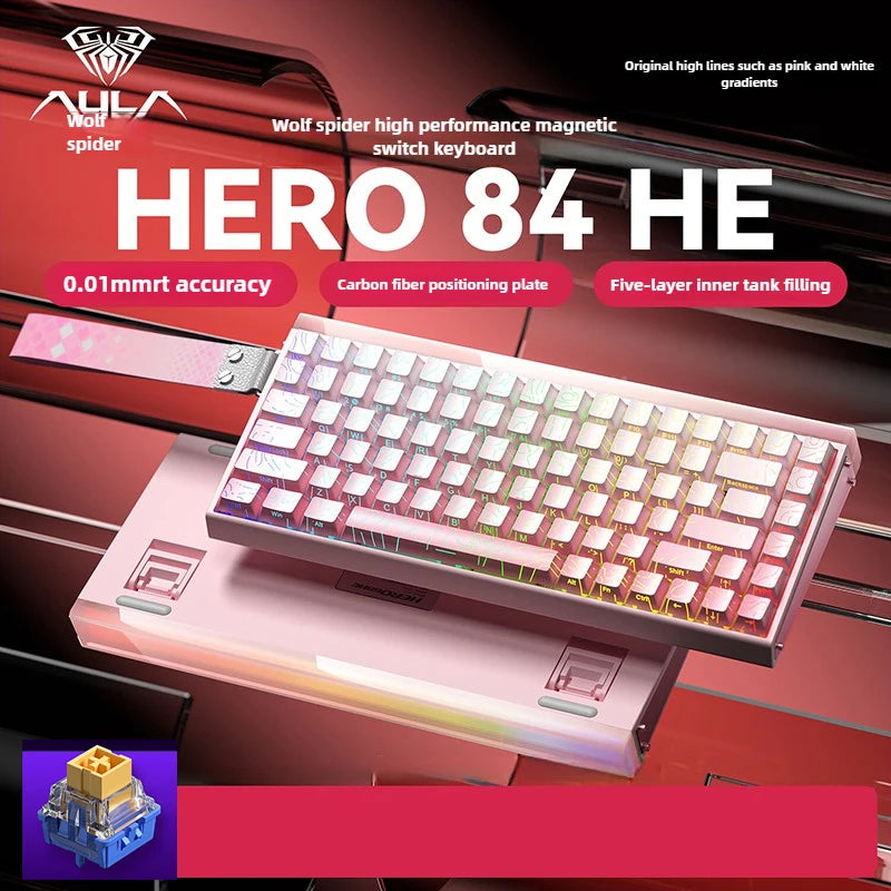 New AULA HERO 84HE 8K INSTOCK Magnetic Switch Gaming Keyboard E-sport Custom RGB Mechanical Keyboard Ergonomics Game Accessories
