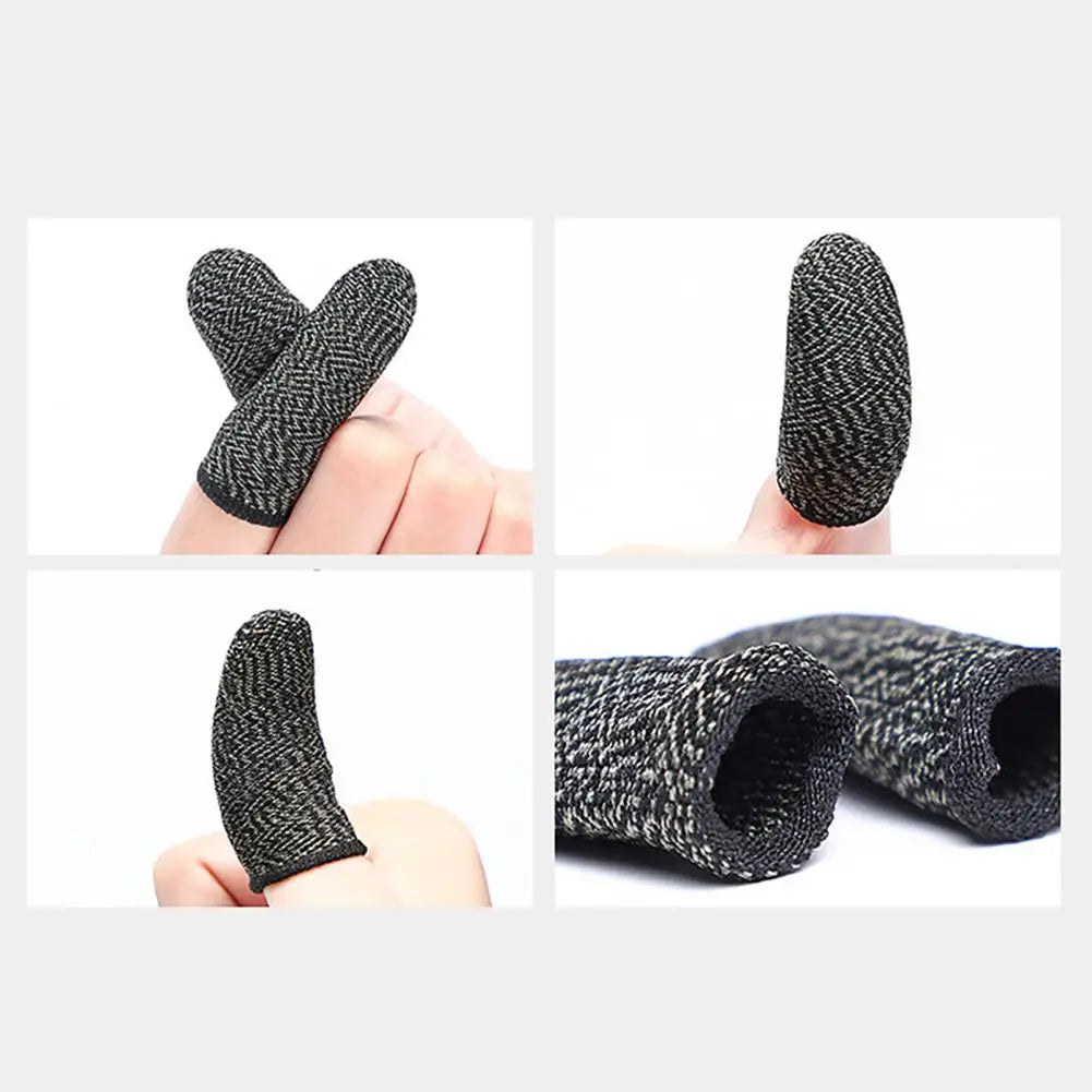 1 Pair Game Finger Cots Anti-sweat Touch Screen Gaming Finger Sleeves Nylon Fiber Thin Finger Sleeves for Entertainment