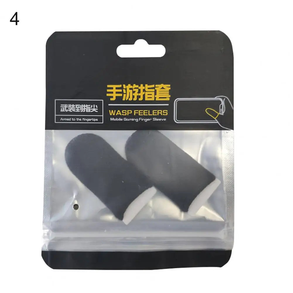 1 Pair Game Finger Cots Anti-sweat Touch Screen Gaming Finger Sleeves Nylon Fiber Thin Finger Sleeves for Entertainment