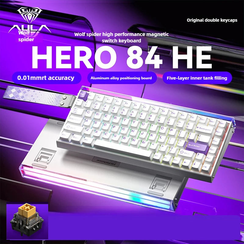 New AULA HERO 84HE 8K INSTOCK Magnetic Switch Gaming Keyboard E-sport Custom RGB Mechanical Keyboard Ergonomics Game Accessories