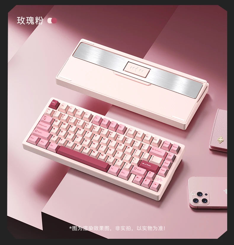 PMO WAVE75 Mechanical Gamer Keyboard RGB Customize Wireless USB/2.4G/Bluetooth 3Mode CNC Esports Gaming Keyboard Office Gifts