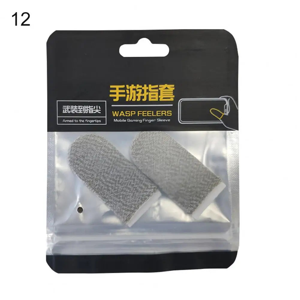 1 Pair Game Finger Cots Anti-sweat Touch Screen Gaming Finger Sleeves Nylon Fiber Thin Finger Sleeves for Entertainment