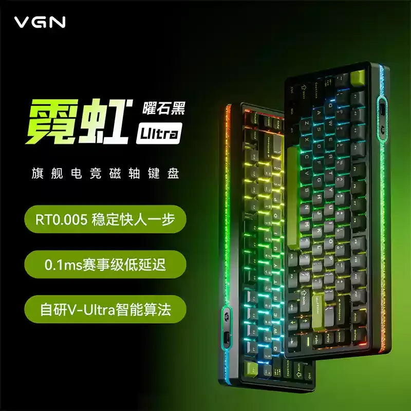 New VGN Ultra Pro He Neon Series Three-Mode Wireless Bluetooth Magnetic Axis Gaming Gasket Hot-Swappable Rgb Mechanical Keyboar