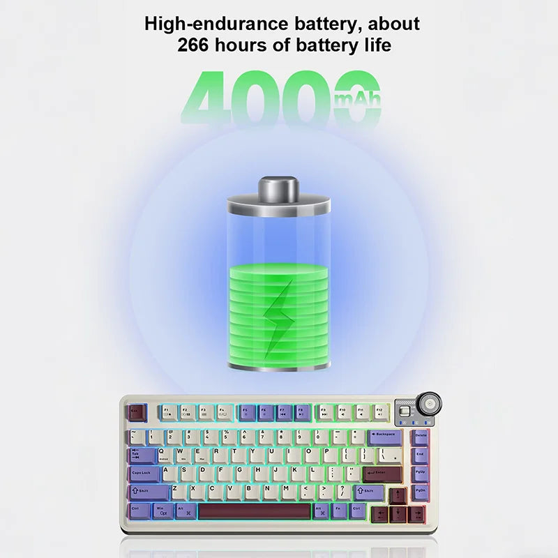 AULA AU75 Esports Gaming Mechanical Keyboard Three Mode 81 Keys PBT Keycap Hot Swappable RGB PC Desktop Typing Wireless Keyboard