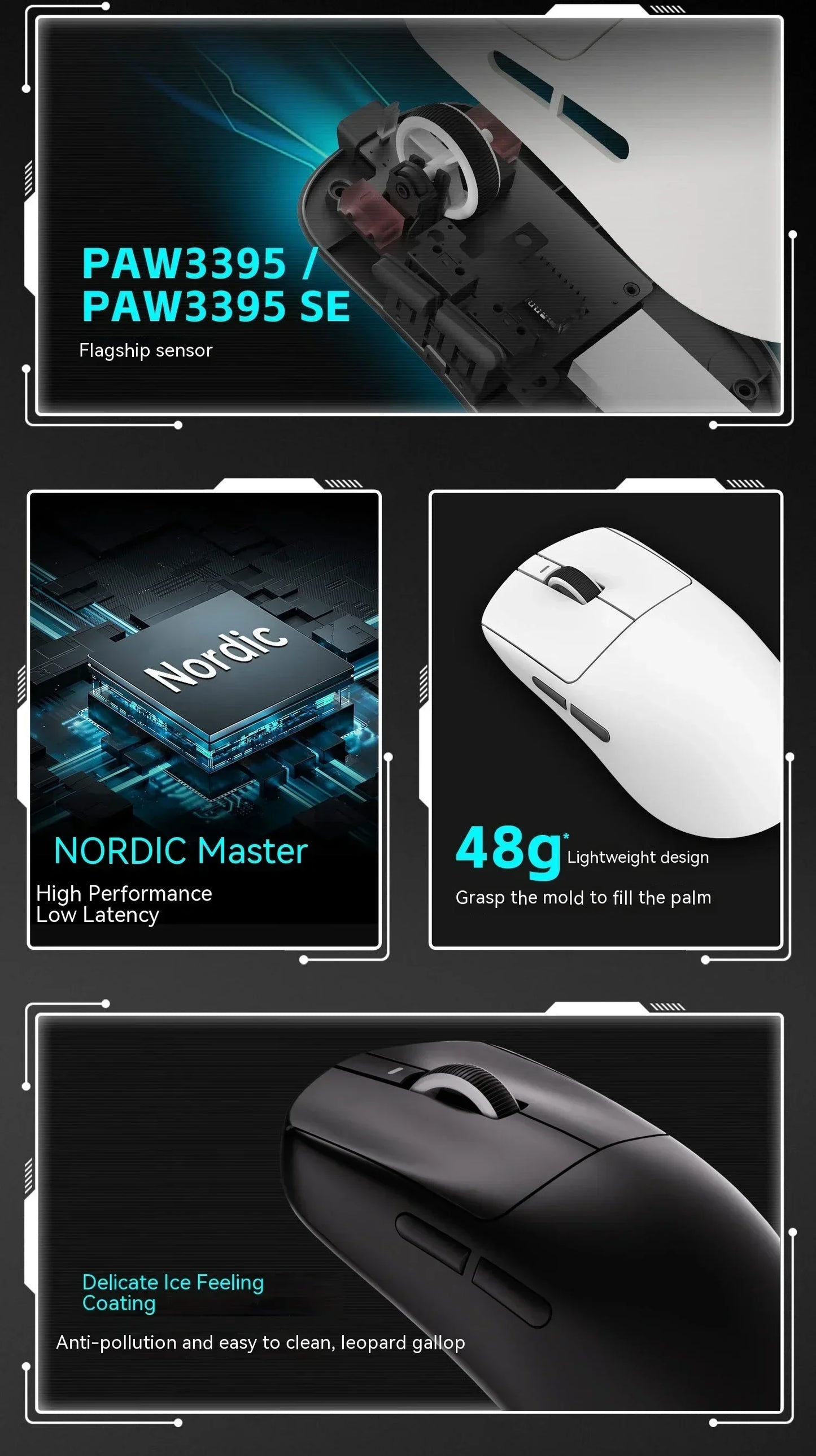 Vgn Vxe Paw3395 Lightweight Mouse Bluetooth Wireless  Dragonfly R1 R1 Se Pro Max Gaming Mouse Pc Gaming Accessories Custom Mice