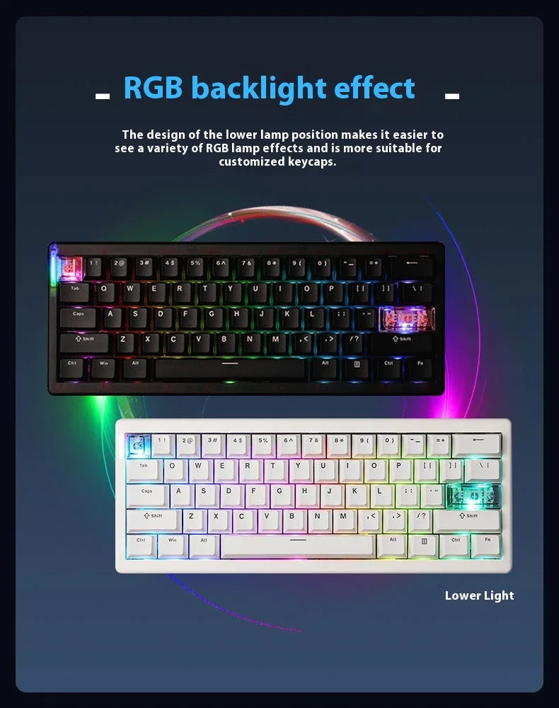Cidoo QK61 VIA/Qmk Mechanical Keyboard 3-Mode 2.4G Bluetooth Wireless Wired Gasket Customization Gaming keyboard For PC Laptop