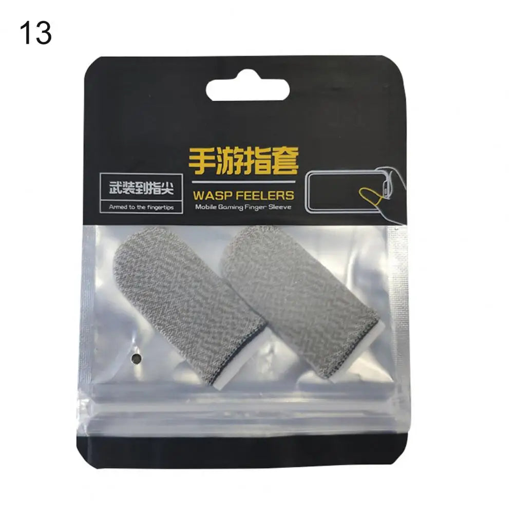 1 Pair Game Finger Cots Anti-sweat Touch Screen Gaming Finger Sleeves Nylon Fiber Thin Finger Sleeves for Entertainment