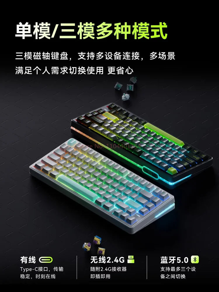 New VGN Ultra Pro He Neon Series Three-Mode Wireless Bluetooth Magnetic Axis Gaming Gasket Hot-Swappable Rgb Mechanical Keyboar