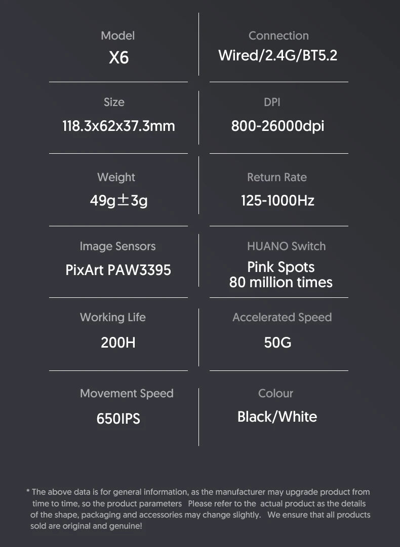 Attack Shark X6 PAW3395 Bluetooth Mouse,Tri-Mode Connection,RGB Touch Magnetic Charging Base,Macro Gaming Mouse