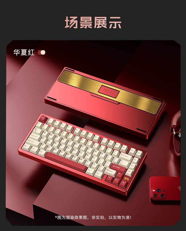 PMO WAVE75 Mechanical Gamer Keyboard RGB Customize Wireless USB/2.4G/Bluetooth 3Mode CNC Esports Gaming Keyboard Office Gifts