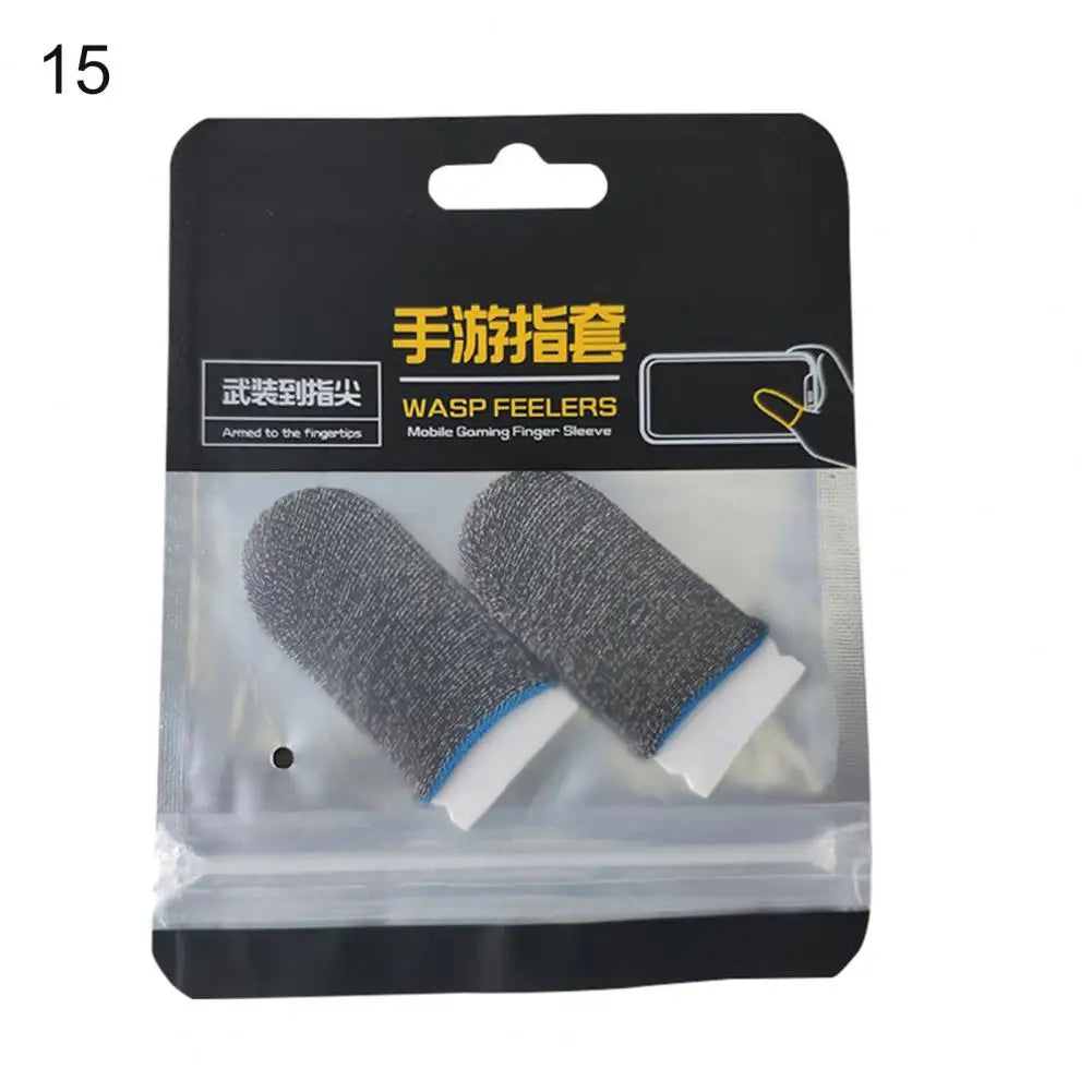 1 Pair Game Finger Cots Anti-sweat Touch Screen Gaming Finger Sleeves Nylon Fiber Thin Finger Sleeves for Entertainment