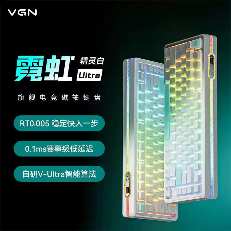 New VGN Ultra Pro He Neon Series Three-Mode Wireless Bluetooth Magnetic Axis Gaming Gasket Hot-Swappable Rgb Mechanical Keyboar