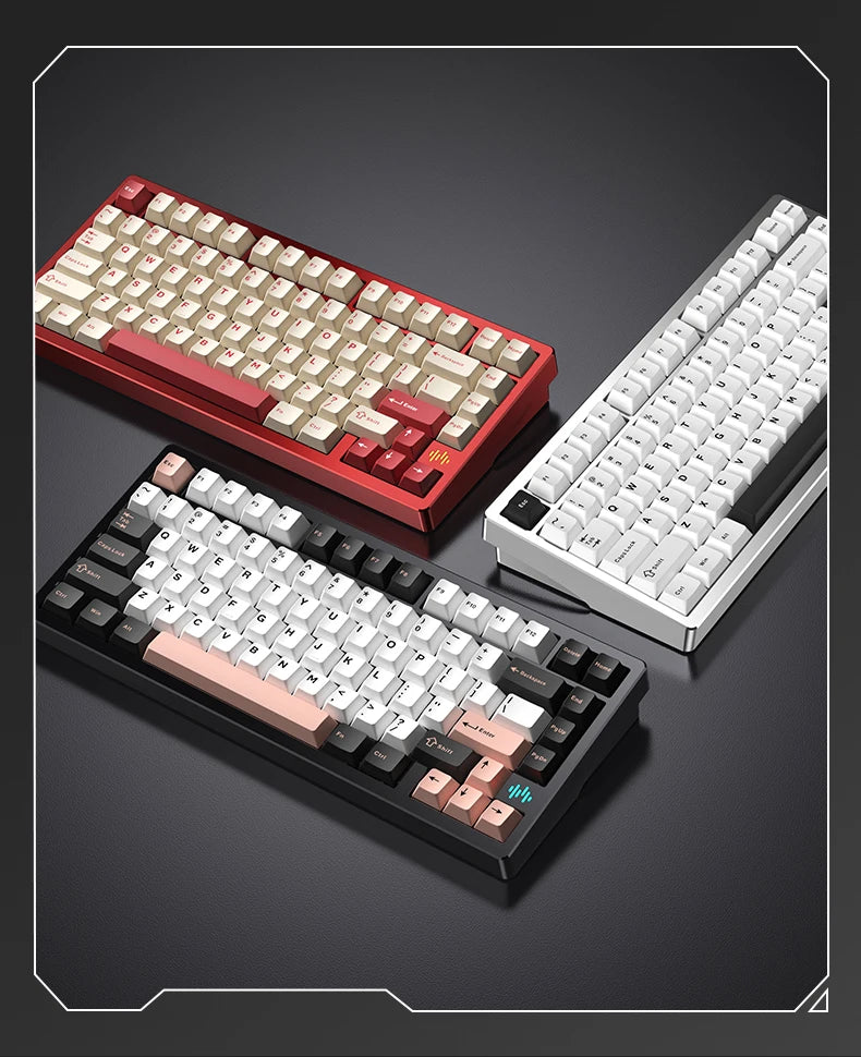 PMO WAVE75 Mechanical Gamer Keyboard RGB Customize Wireless USB/2.4G/Bluetooth 3Mode CNC Esports Gaming Keyboard Office Gifts