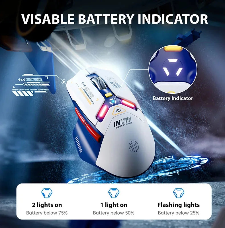 Inphic IN9 Wireless Gaming Mouse Rechargeable PAW3311 Bluetooth Mouse RGB Lighting Effect Desktop Computer Laptop Universal