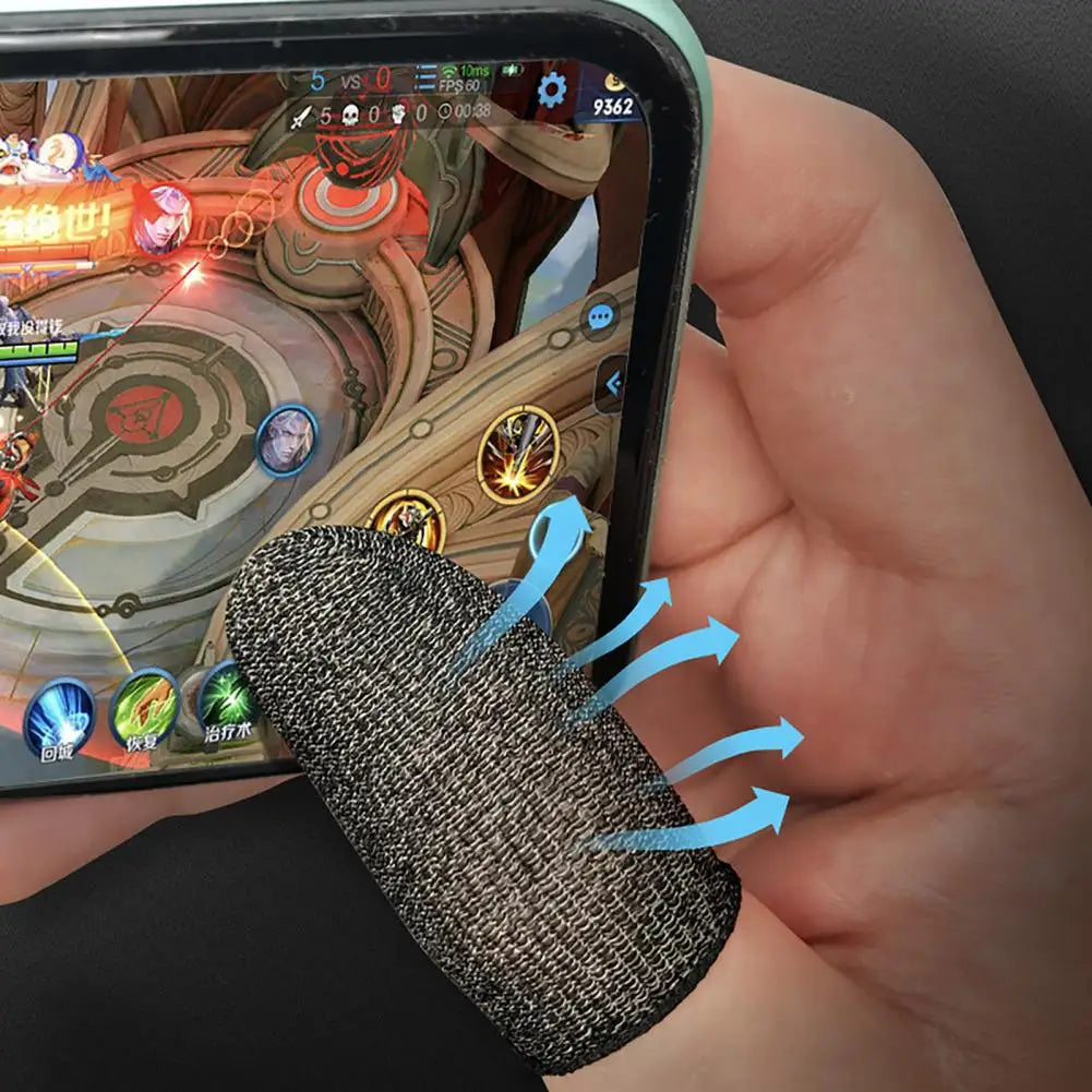 1 Pair Game Finger Cots Anti-sweat Touch Screen Gaming Finger Sleeves Nylon Fiber Thin Finger Sleeves for Entertainment