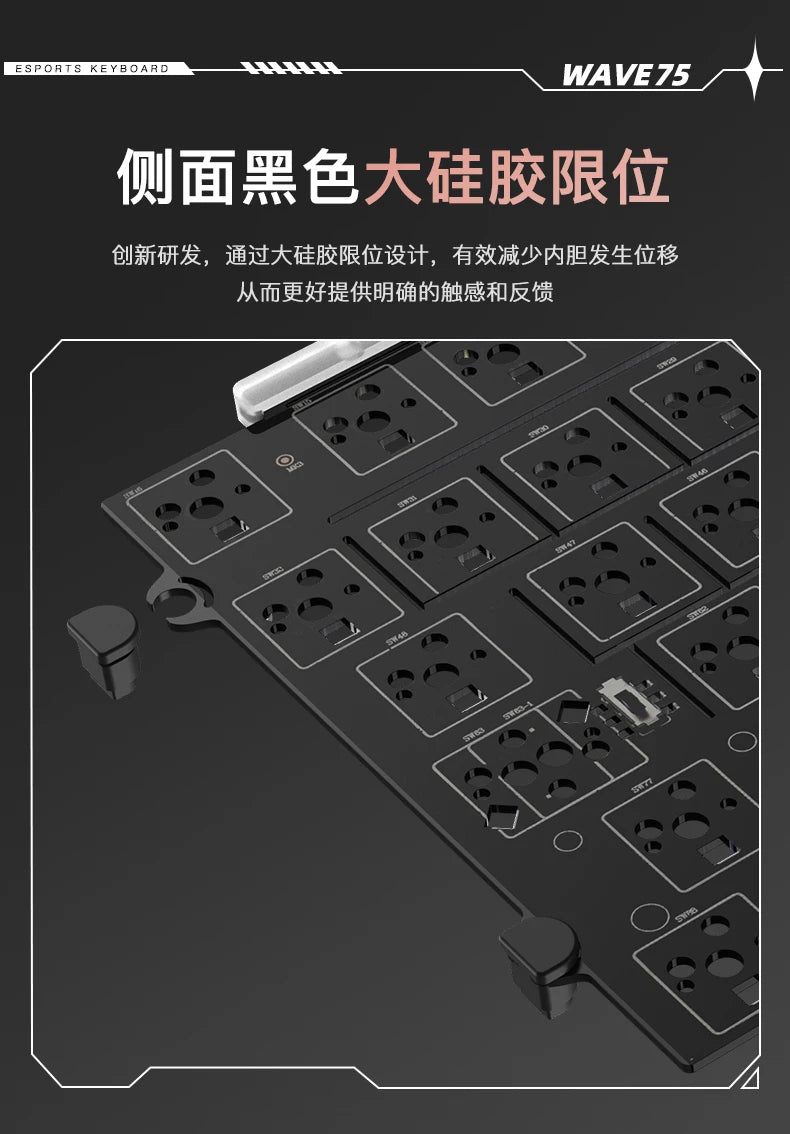 PMO WAVE75 Mechanical Gamer Keyboard RGB Customize Wireless USB/2.4G/Bluetooth 3Mode CNC Esports Gaming Keyboard Office Gifts