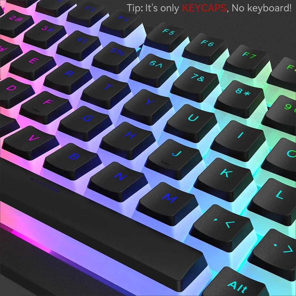 New Pudding PBT Keycaps 129 Keys Double Shot Translucent for 60% 80% 100% Layout OEM Profile for RGB Mechanical Gaming Keyboard