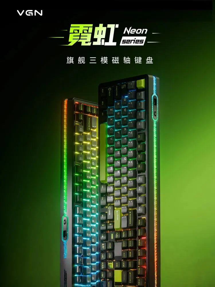 New VGN Ultra Pro He Neon Series Three-Mode Wireless Bluetooth Magnetic Axis Gaming Gasket Hot-Swappable Rgb Mechanical Keyboar