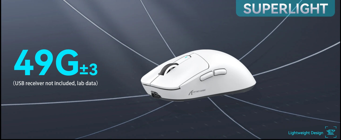 Attack Shark X3/X3PRO 4K/8K Tri-mode Gaming Mouse, PixArt PAW3395 Sensor, 26K DPI, 49g Ultralight,BT/2.4G Wireless/Wired,for PC