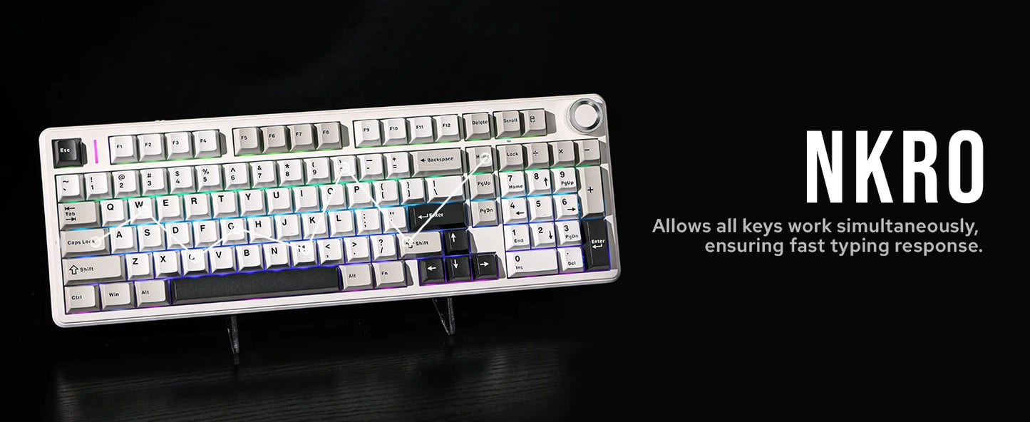 Aula F99 PRO 96% Mechanical Gaming Keyboard BT5.0/USB-C/2.4G Wireless Hot Swappable Gasket Custom Keyboard With 8000mAH Battery