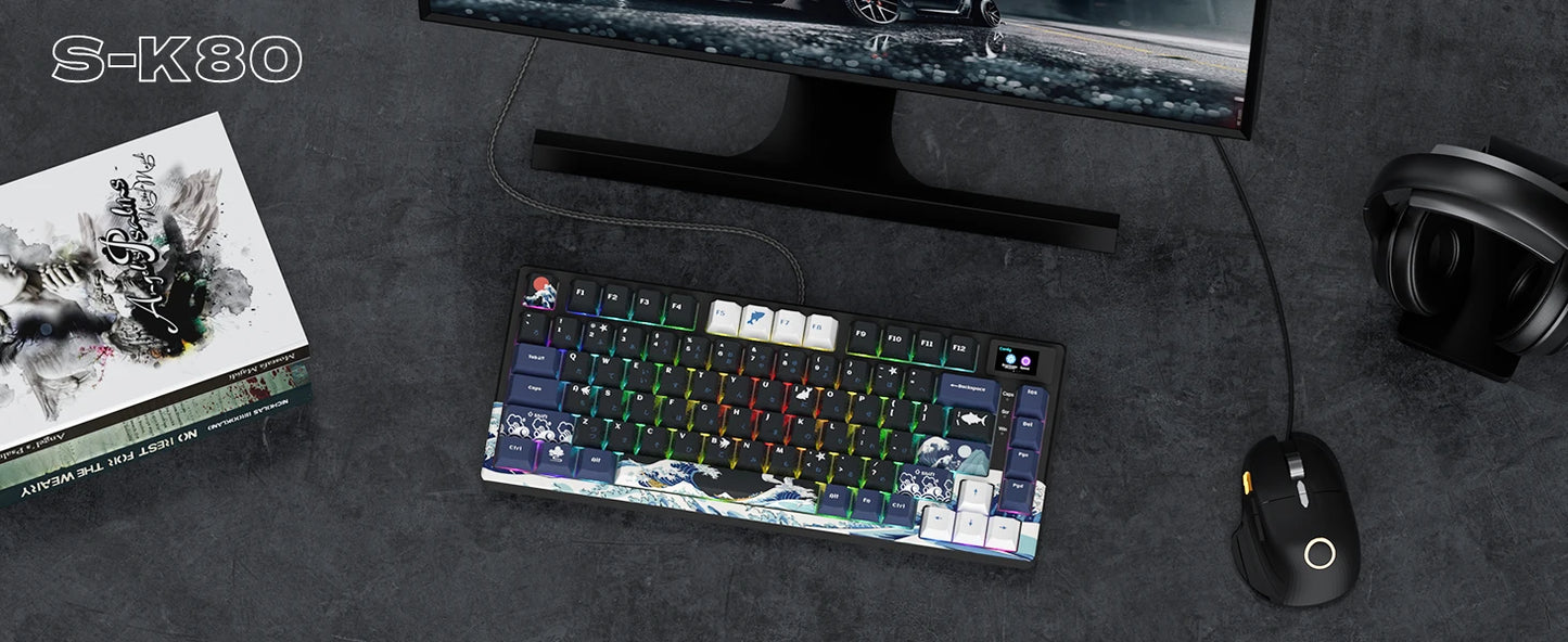 Womier S-K80 75% Keyboard with Color OLED Display Mechanical Gaming Keyboard Hot Swap Keyboard Gasket Mount RGB Custom Keyboard