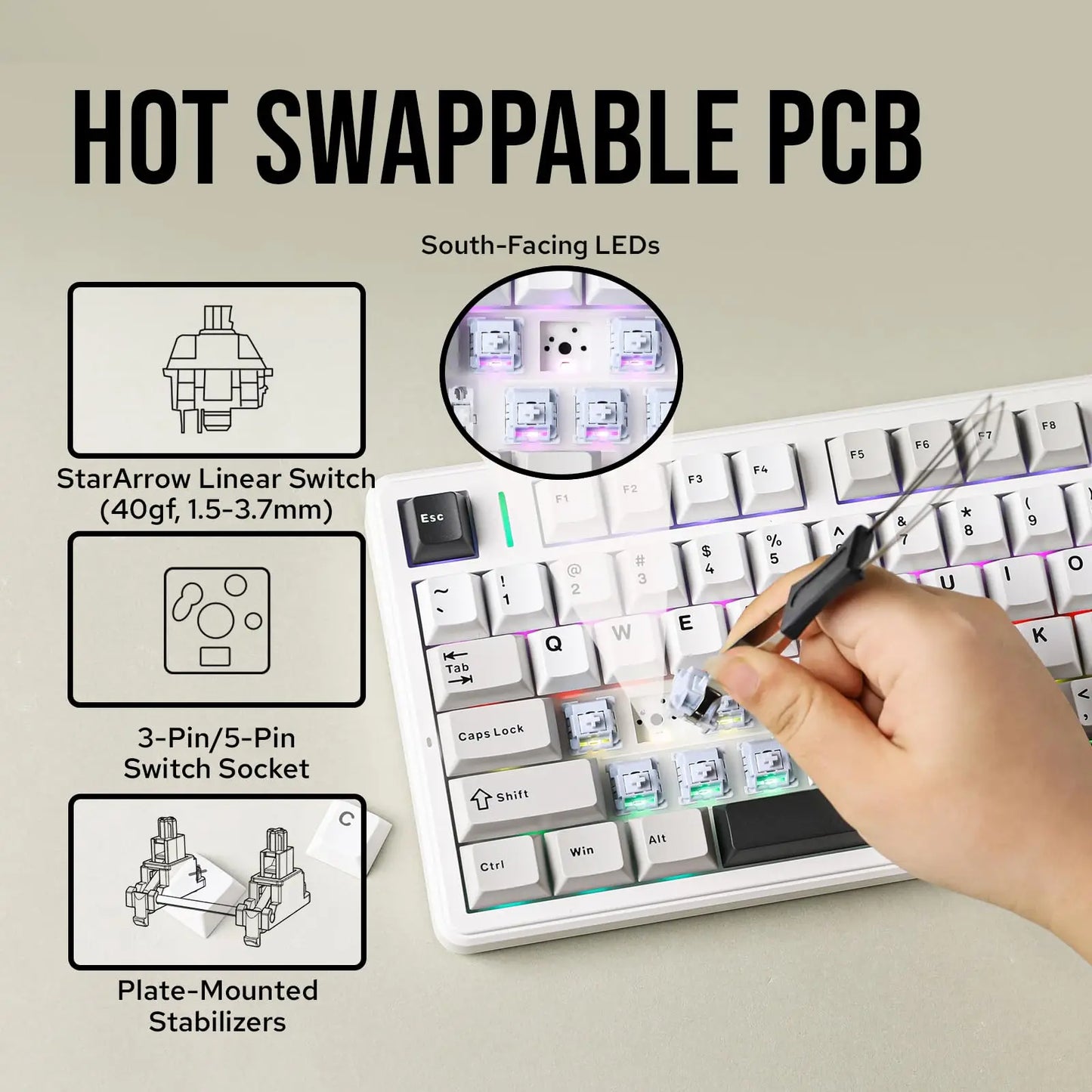 Aula F99 PRO 96% Mechanical Gaming Keyboard BT5.0/USB-C/2.4G Wireless Hot Swappable Gasket Custom Keyboard With 8000mAH Battery