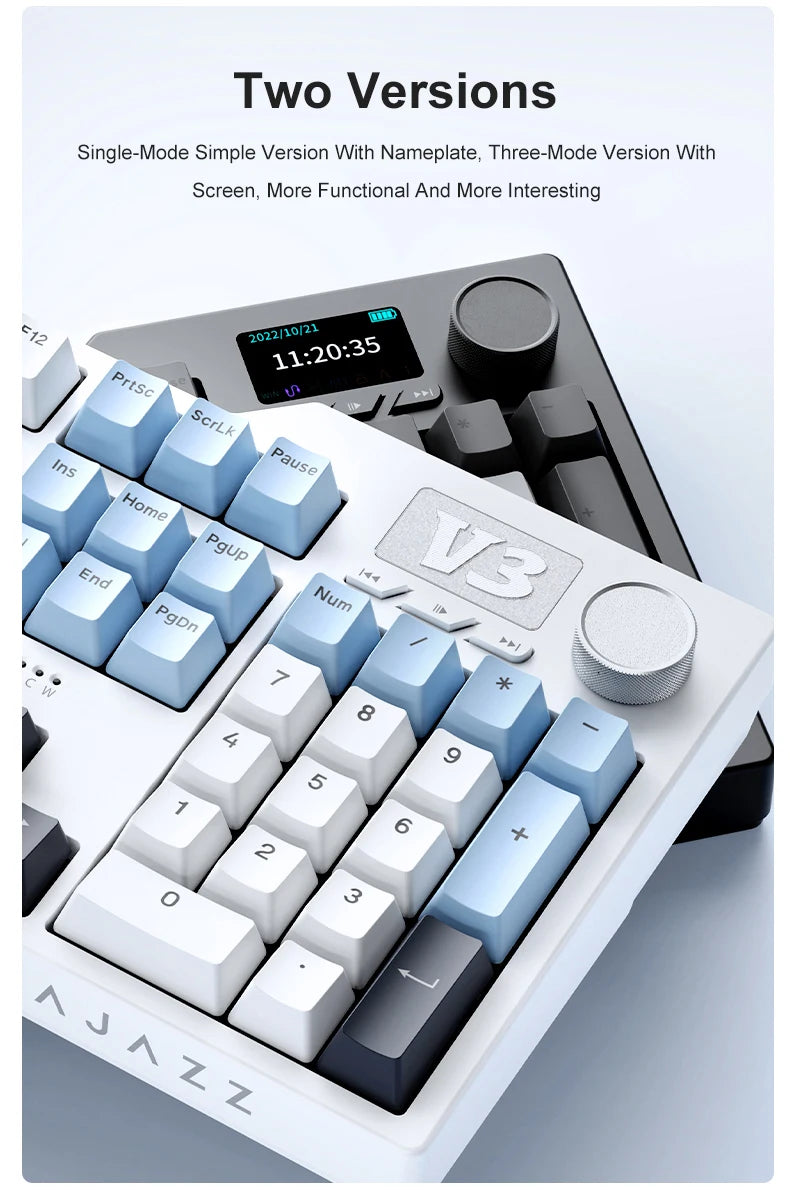 NEW Ajazz AK35I V3 MAX Tri-mode Wired Bluetooth Wireless Gaming Keyboard Gasket Full Key Hot Swap 104 Keys Customized Keyboard