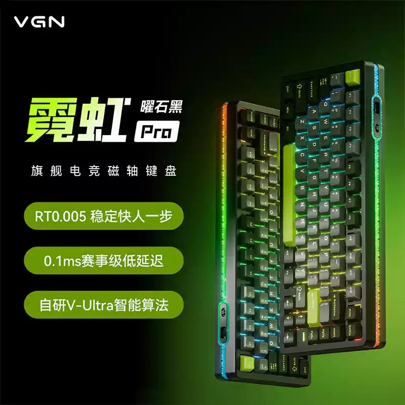 New VGN Ultra Pro He Neon Series Three-Mode Wireless Bluetooth Magnetic Axis Gaming Gasket Hot-Swappable Rgb Mechanical Keyboar
