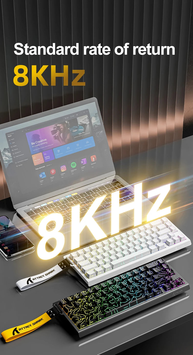 ATTACK SHARK X68HE Magnetic Keyboard Red Wired Mechanical for Pro Gaming 0.01mm Rapid Trigg 8000Hz SOCD/Rs 0.125ms 128K Rate
