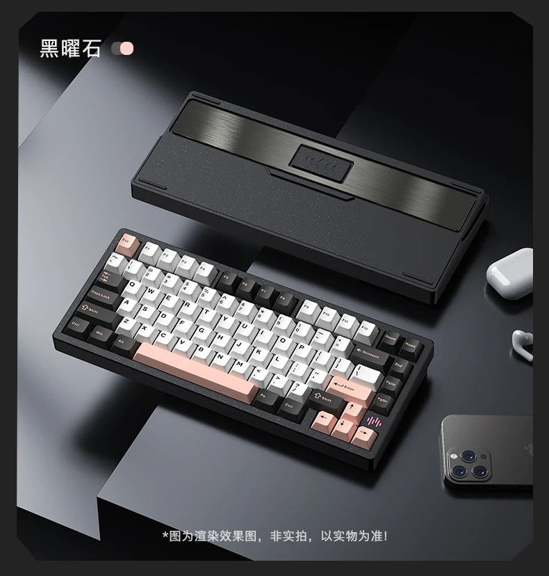 PMO WAVE75 Mechanical Gamer Keyboard RGB Customize Wireless USB/2.4G/Bluetooth 3Mode CNC Esports Gaming Keyboard Office Gifts