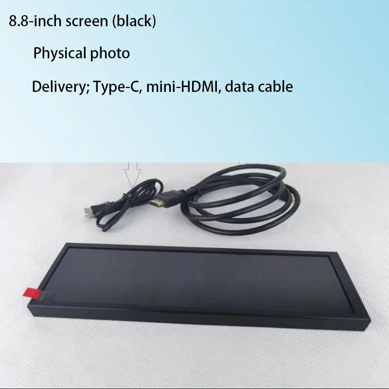 Long strip mainframe temperature control display mobile phone and computer secondary screen 8.8-inch touch screen
