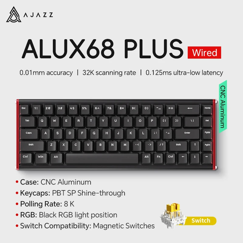 AJAZZ AK680 MAX Mechanical Keyboard HE Hall Effect Switch 60% 8k/1K RGB Wired/Wireless Gaming Rapid Trigger Magnetic Keyboard