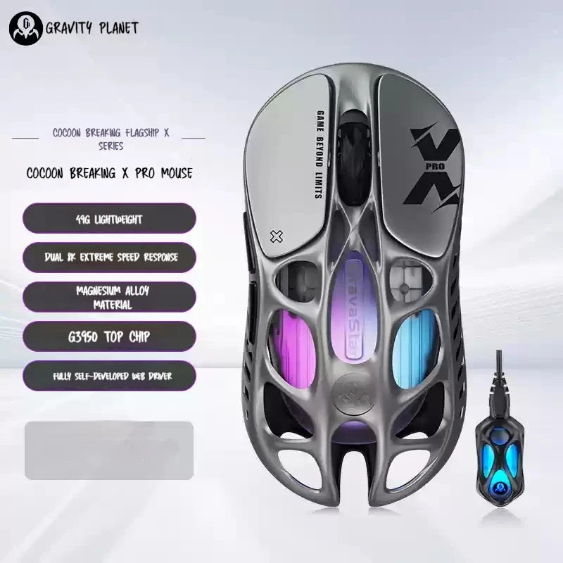 In Stock Gravastar Genuine M1 Gamer Mouse Magnesium Alloy Wireless Bluetooth Mouse 8k Receiver Rgb Low Latency Gaming Mice