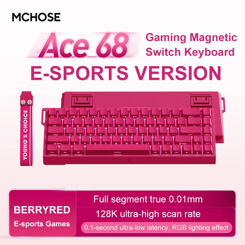 ACE60 Pro MCHOSE ACE68 Magnetic Keyboard Wired Mechanical for Gaming 0.01mm RapidTrigg 8000Hz SOCD/Rs 0.125ms 128K Sampling Rate