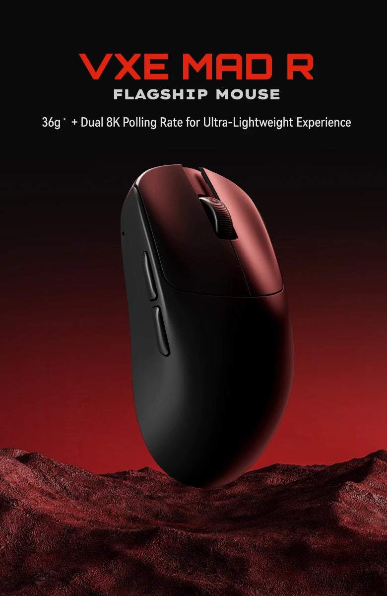 ATK VXE MAD R MAJOR Gaming E-Sports Mouse Ultra-lightweight Dual-Mode PAW3395/3950 Sensor Ergonomic Mice Standard 8K